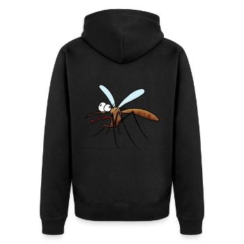 Dessin animé de moustique effrayé - Veste à capuche bio Premium Unisexe - noir - Dos - Nico (187cm)