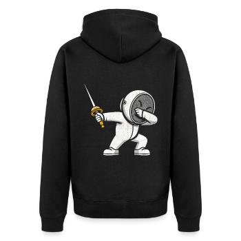 Dubbing Fencer Fence Sword Epee Fencing Athlete - Unisex Premium Organic Zip Hoodie - black - Back - Nico (187cm)