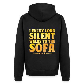 I Enjoy Long Silent Walks To The Sofa Sayings For - Unisex Premium Organic Zip Hoodie - black - Back - Nico (187cm)