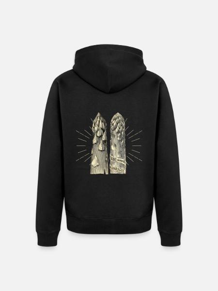 Spargel, Vintage-Botanische Illustration - Unisex Premium Bio Zip Hoodie - Schwarz
