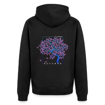Success / Erfolg / Money - Geld Baum Motivation - Unisex Premium Bio Zip Hoodie - Schwarz - Hinten - Nico (187cm)