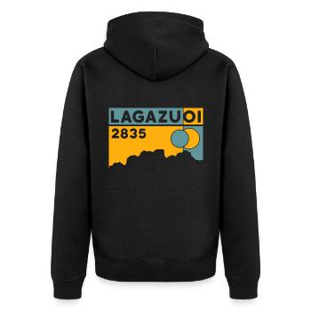 Monte Lagazuoi Dolomiten Tout Andenken Souvenir - Unisex Premium Bio Zip Hoodie - Schwarz - Hinten - Nico (187cm)