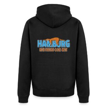 Hamburg ich muss gar nix Faultier Heimat - Unisex Premium Bio Zip Hoodie - Schwarz - Hinten - Nico (187cm)