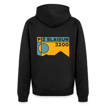 Piz Blaisun Skitour Wandern Ostgrat Höhe Souvenir - Unisex Premium Bio Zip Hoodie - Schwarz - Hinten - Nico (187cm)