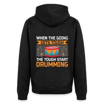 Drum Corps Marching Band Drum Corp Music Percussio - Unisex Premium Bio Zip Hoodie - Schwarz - Hinten - Nico (187cm)