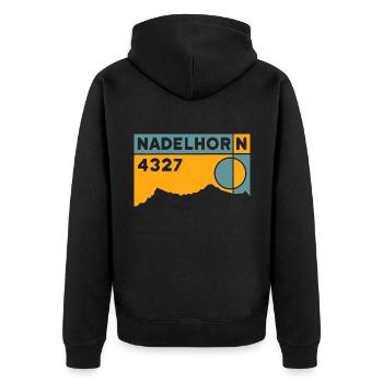 Nadelhorn Valais Mountain Tour High Altitude Tour Souvenir Hiking - Unisex Premium Organic Zip Hoodie - black - Back - Nico (187cm)