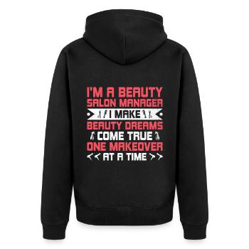 SPA Manager Job Wellness Funny SPA Management Sayi - Unisex Premium Organic Zip Hoodie - black - Back - Nico (187cm)