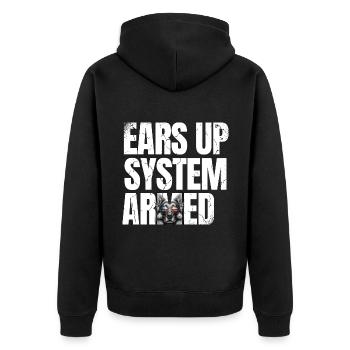 Ohren hoch System Bewaffnet Deutscher Schäferhund Liebhaber GSD Hund - Unisex Premium Bio Zip Hoodie - Schwarz - Hinten - Nico (187cm)