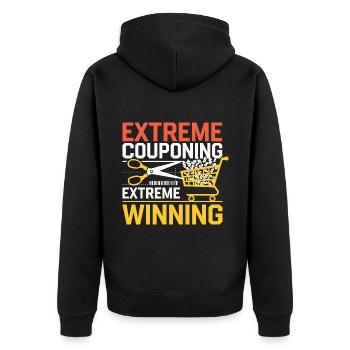 Extreme Couponing Extreme Winning Couponer Shopper - Unisex Premium Bio Zip Hoodie - Schwarz - Hinten - Nico (187cm)