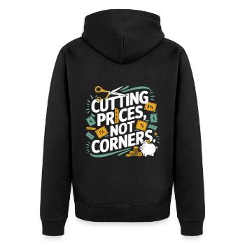 Preissenkung nicht Ecken Couponer Shopper Speichern - Unisex Premium Bio Zip Hoodie - Schwarz - Hinten - Nico (187cm)