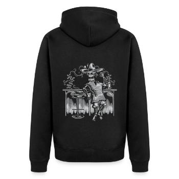 Drinking Skeleton - Halloween - Unisex Premium Organic Zip Hoodie - black - Back - Nico (187cm)