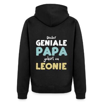 Dieser Geniale Papa Gehört Zu Le... - Unisex Premium Bio Zip Hoodie - Schwarz - Hinten - Nico (187cm)