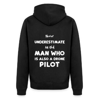 Never Underestimate An Old Man W... - Unisex Premium Organic Zip Hoodie - black - Back - Nico (187cm)