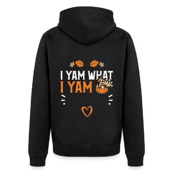 I Yam What I Yam - Thanksgiving - Veste à capuche bio Premium Unisexe - noir - Dos - Nico (187cm)