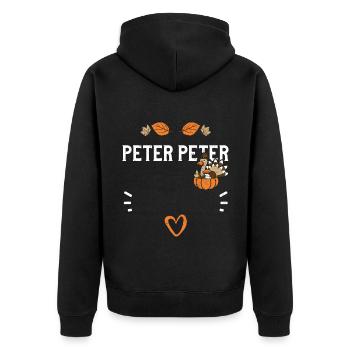Peter Peter - Thanksgiving - Unisex Premium Bio Zip Hoodie - Schwarz - Hinten - Nico (187cm)