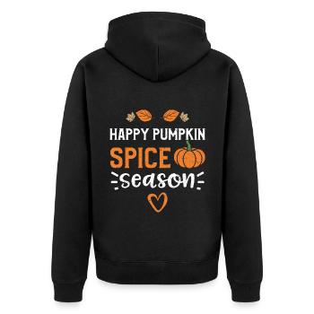 Happy Pumpkin Spice Season - Unisex Premium Bio Zip Hoodie - Schwarz - Hinten - Nico (187cm)