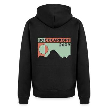 Bockkarkopf Crossing Ascent Hiking Tour - Unisex Premium Organic Zip Hoodie - black - Back - Nico (187cm)