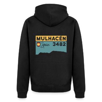 Mulhacén Tour Besteigen Wandern Sierra Nevada - Unisex Premium Bio Zip Hoodie - Schwarz - Hinten - Nico (187cm)