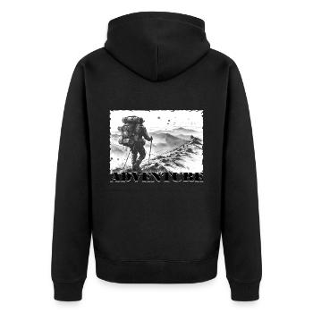 Adventure - Unisex Premium Bio Zip Hoodie - Schwarz - Hinten - Nico (187cm)