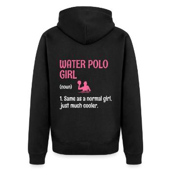 Wasserball-Mädchen Wie Ein Normales Mädchen Nur Viel Co - Unisex Premium Bio Zip Hoodie - Schwarz - Hinten - Nico (187cm)