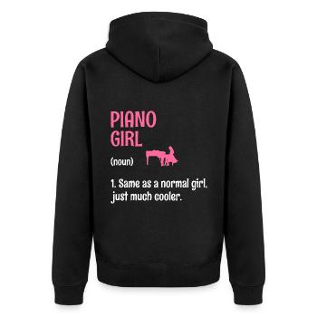 Piano Girl Wie Ein Normales Mädchen, Nur viel Cooler - Unisex Premium Bio Zip Hoodie - Schwarz - Hinten - Nico (187cm)