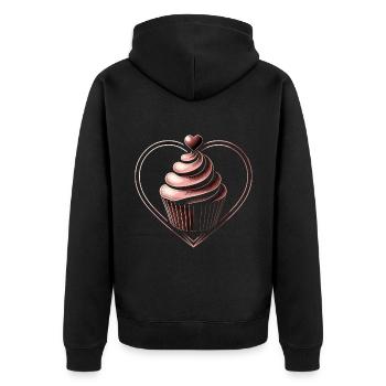 Cupcake Schokolade Herz Bäcker Backen Backen Cupcakes backen - Unisex Premium Bio Zip Hoodie - Schwarz - Hinten - Nico (187cm)