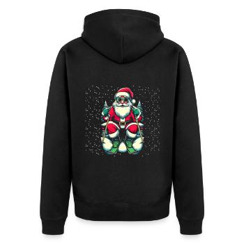 Skifahren Weihnachtsmann Skifahrer Ski Wintersport Ski - Unisex Premium Bio Zip Hoodie - Schwarz - Hinten - Nico (187cm)