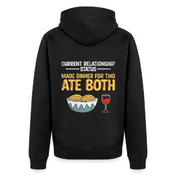 Aktueller Beziehungsstatus Zubereitetes Abendessen für zwei - Unisex Premium Bio Zip Hoodie - Schwarz - Hinten - Nico (187cm)