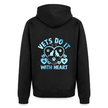 Tierärzte machen es mit Herz Vielseitiger Tierliebhaber - Unisex Premium Bio Zip Hoodie - Schwarz - Hinten - Nico (187cm)