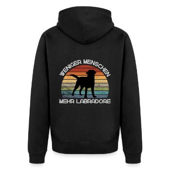 Weniger Menschen, mehr Labradore - Unisex Premium Bio Zip Hoodie - Schwarz - Hinten - Nico (187cm)