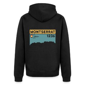 Montserrat Altitude Mountain Hiking Barcelona Gift - Unisex Premium Organic Zip Hoodie - black - Back - Nico (187cm)