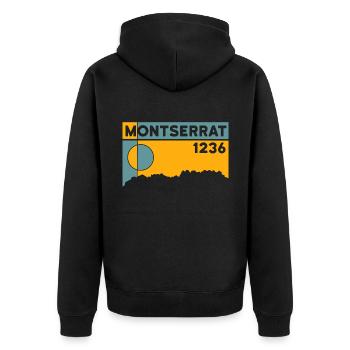 Montserrat Altitude Mountain Hiking Barcelona Gift - Unisex Premium Organic Zip Hoodie - black - Back - Nico (187cm)