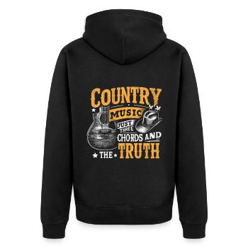 Country Music Just Three Chords And The Truth Song - Unisex Premium Organic Zip Hoodie - black - Back - Nico (187cm)