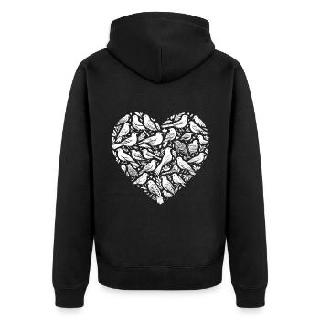 Oiseaux en forme de coeur Birdwatching Birdwatcher - Veste à capuche bio Premium Unisexe - noir - Dos - Nico (187cm)