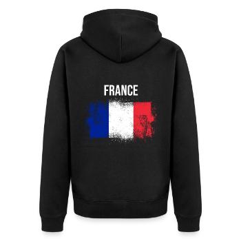 Frankreich - Unisex Premium Bio Zip Hoodie - Schwarz - Hinten - Nico (187cm)