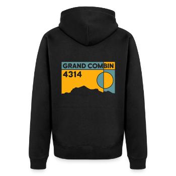 Grand Combin - Unisex Premium Organic Zip Hoodie - black - Back - Nico (187cm)