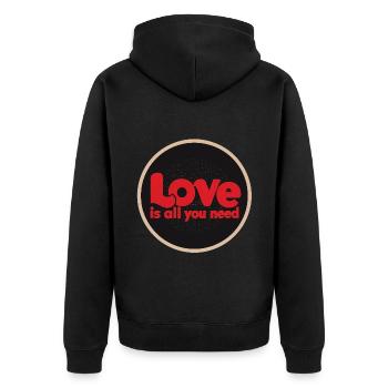 L’amour (c’est tout ce dont vous avez besoin) Œuvres d’art originales - Veste à capuche bio Premium Unisexe - noir - Dos - Nico (187cm)