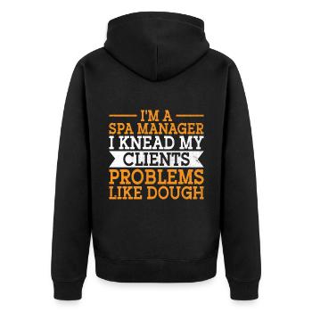SPA Manager Job Wellness Funny SPA Management Sayi - Unisex Premium Organic Zip Hoodie - black - Back - Nico (187cm)