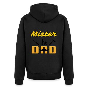 Mister Papa Père Avec Poussette Moustache - Veste à capuche bio Premium Unisexe - noir - Dos - Nico (187cm)