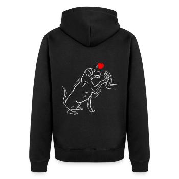 Labrador Retriever Labradore Black Lab Papa Mama Ret - Unisex Premium Bio Zip Hoodie - Schwarz - Hinten - Nico (187cm)
