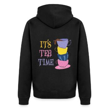 It's Tea Time - Unisex Premium Organic Zip Hoodie - black - Back - Nico (187cm)