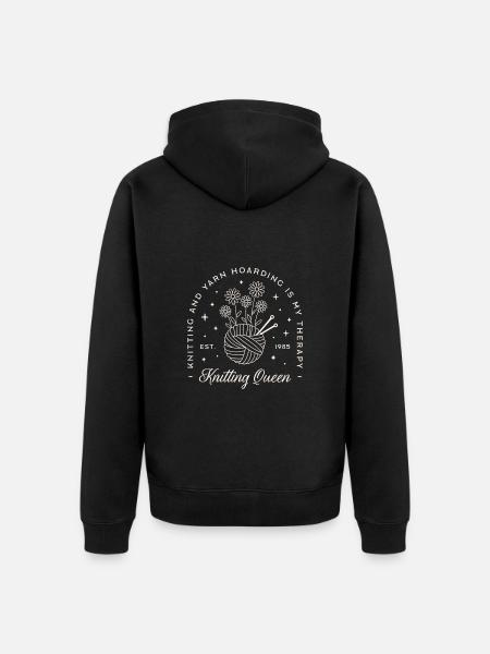 Knitting is my therapy - Unisex Premium Organic Zip Hoodie - black