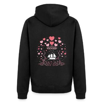 Valentine Theme Boating Paddle Boat - Unisex Premium Organic Zip Hoodie - black - Back - Nico (187cm)