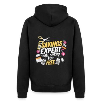 Sparexperte wird kostenlos im Couponer-Shop ausgeben - Unisex Premium Bio Zip Hoodie - Schwarz - Hinten - Nico (187cm)