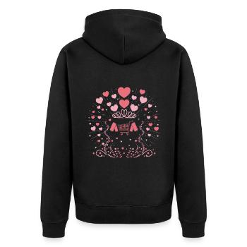 Valentinstag Gutschein Couponer Shopper Geld sparen - Unisex Premium Bio Zip Hoodie - Schwarz - Hinten - Nico (187cm)