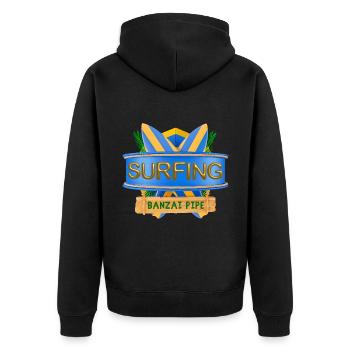 Hawaï, Surf, Banzai Pipeline - Veste à capuche bio Premium Unisexe - noir - Dos - Nico (187cm)