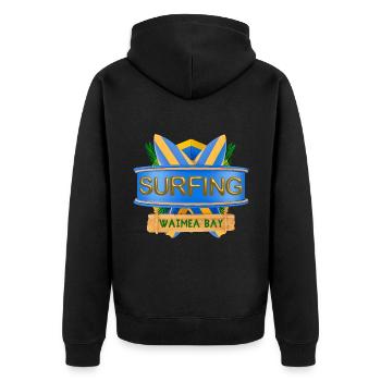 Hawaï, Surf, Waimea Bay - Veste à capuche bio Premium Unisexe - noir - Dos - Nico (187cm)