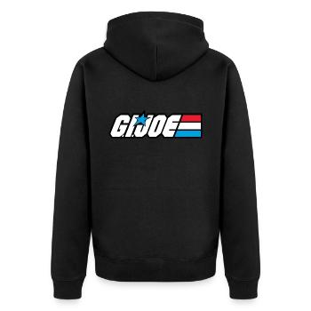 G.I. Joe Classic Logo - Unisex Premium Organic Zip Hoodie - black - Back - Nico (187cm)