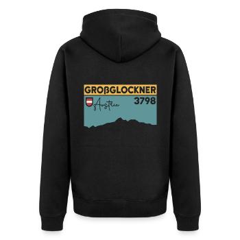 Großglockner Besteigung Tour Finisher Andenken - Unisex Premium Bio Zip Hoodie - Schwarz - Hinten - Nico (187cm)