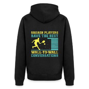 Joueur de squash Joueur de squash Joueur de tennis Raquetball Spor - Veste à capuche bio Premium Unisexe - noir - Dos - Nico (187cm)
